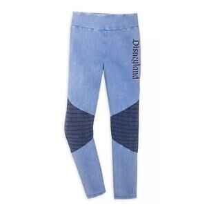 Disney Disneyland Resort Spellout Cropped Moto Leggings Womens Plus Size 3X Blue